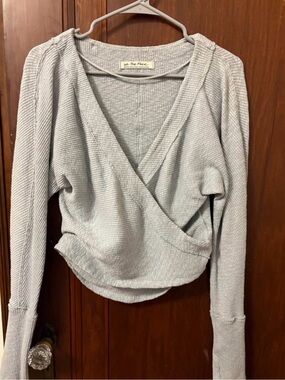 We The Free- Light Gray Wrapped Crop Top